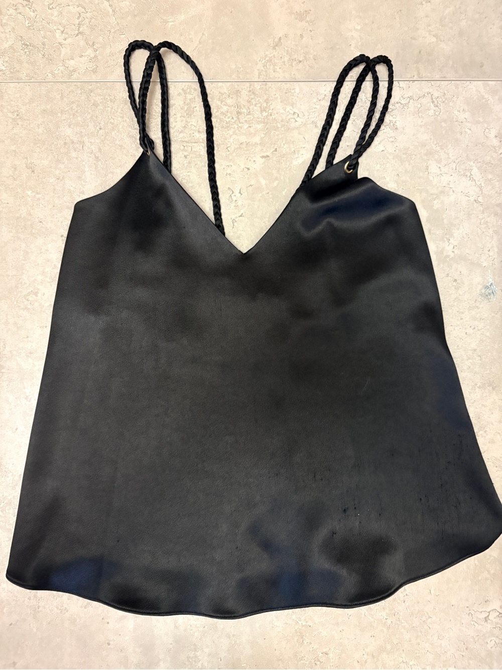 Derek Lam Black Rope Straps Tassels Silky Camisole Top Sz OO